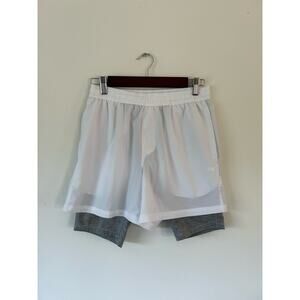 DSG mens shorts size S white with grey built in shorts/tights underneath